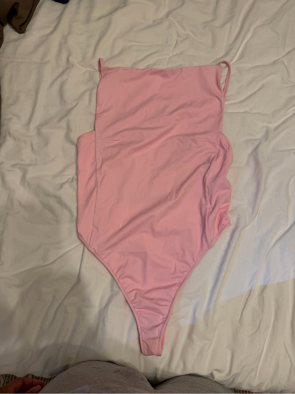 Jacquemus White Lotus Pink The Sole One-Piece Swimsuit size large